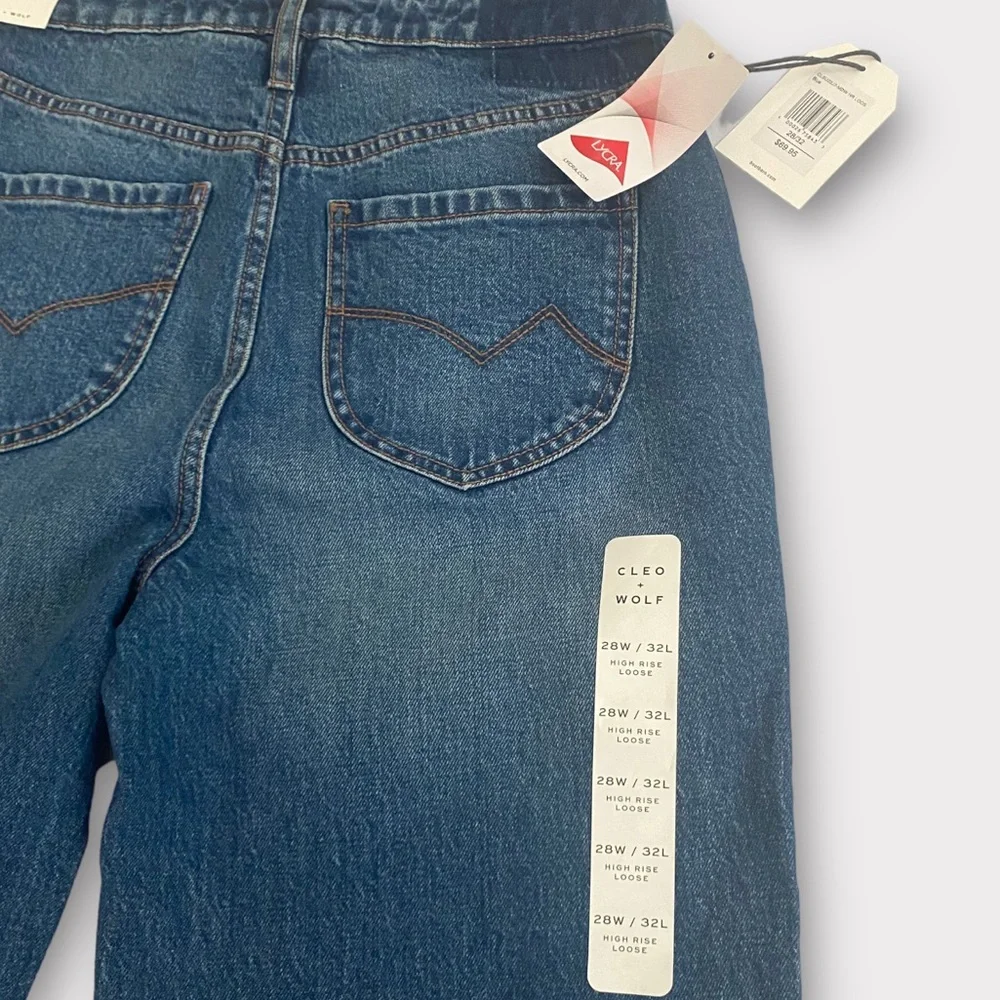 Cleo + Wolf Women’s Jeans 28x32 High Rise Loose Flare Bootcut Distressed NWT